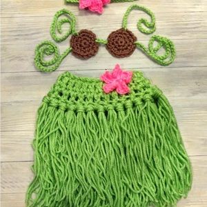 Baby Girl Hawaiian Luau Outfit Coconut Bra, Girl Grass Skirt, Orchid Headband